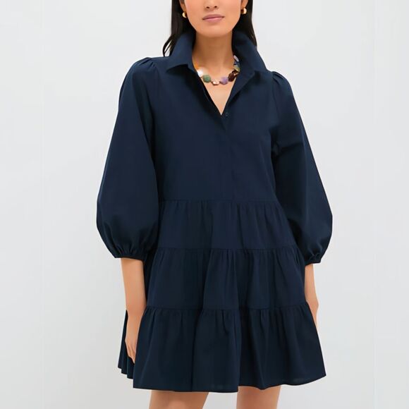 New Pomander Place - S - Tuckernuck Women's Mabel Mini Dress Navy - Picture 5 of 8